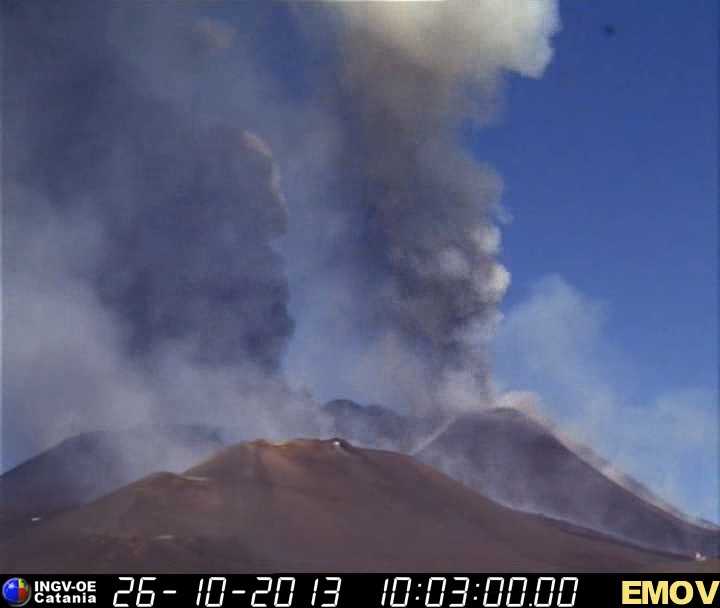 Eruptionssäule aus Gas und Dampf mit wenig Asche